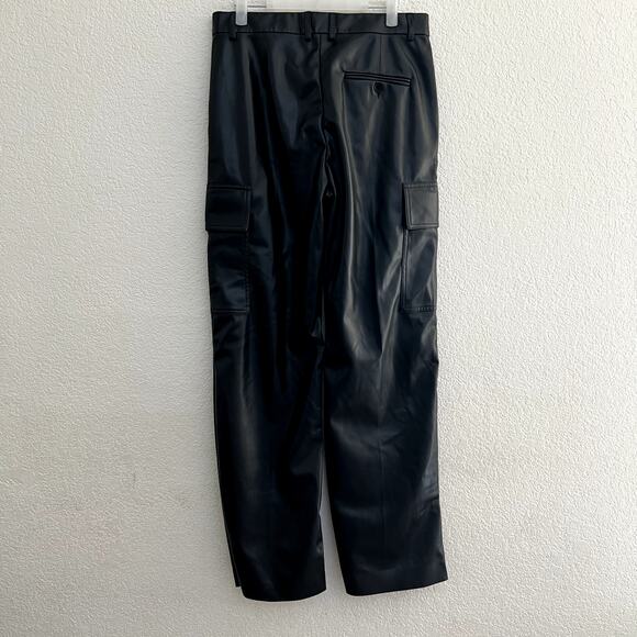 STELLA MCCARTNEY Women's M 42 Cargo Vegan Leather Wide Leg Luxury Pants Workwear - Picture 4 of 9